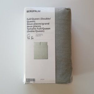 IKEA BERGPALM Duvet cover and pillowcase(s), green stripe, full queen